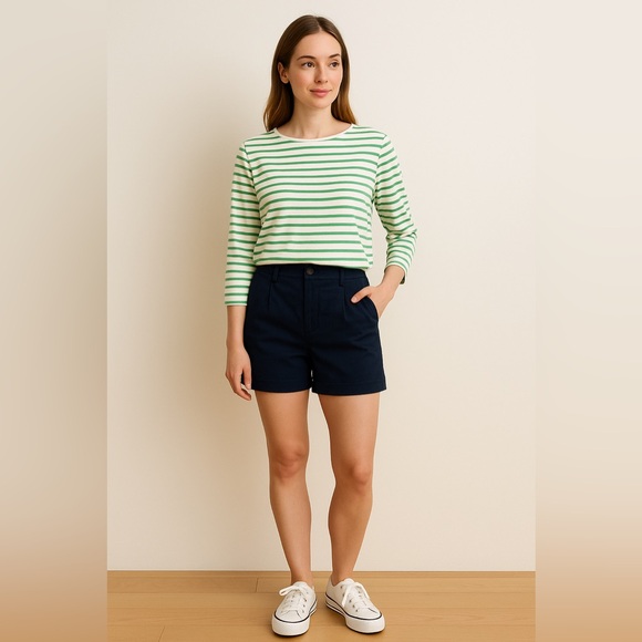 Brooks Brothers Tops - Brooks Brothers Green White Striped Tee Women’s XL Long Sleeve Cotton Blend